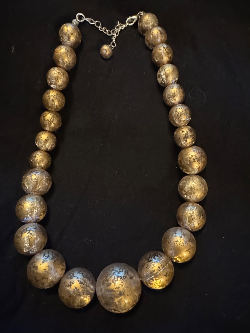 Vintage Gold Tone Graduated Bead Necklace - Women Jewelry